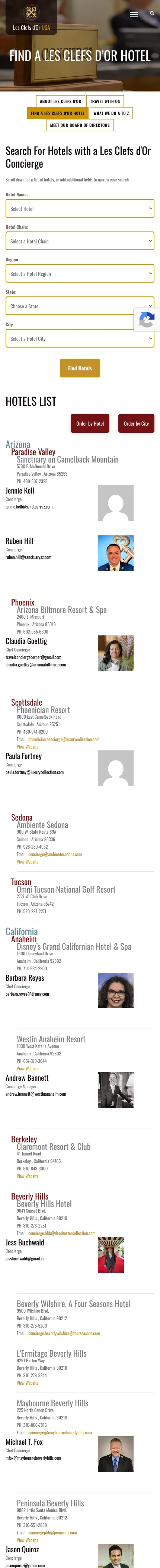 The Find a Les Clefs d'Or Hotel search on a phone