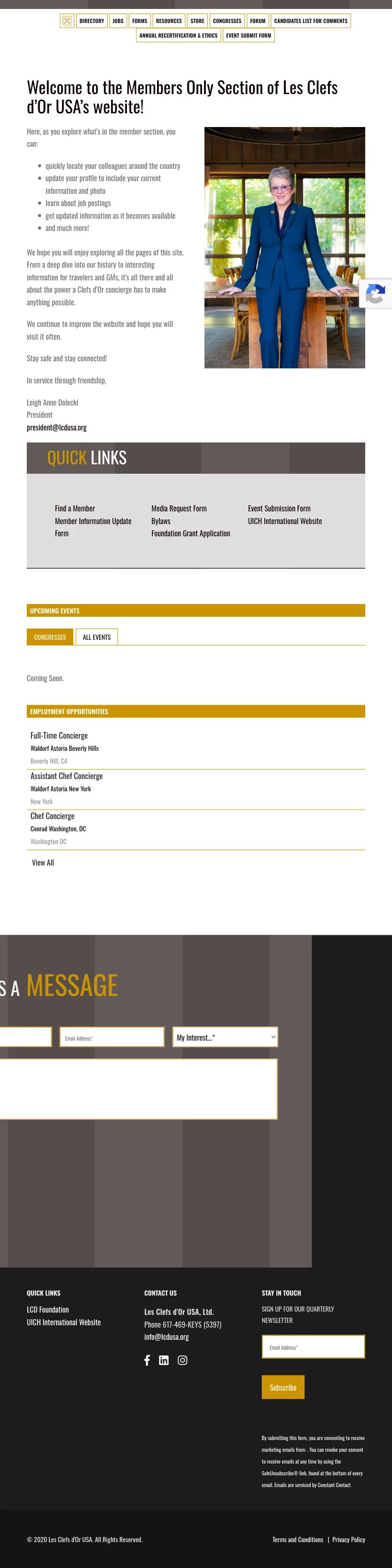 The members area on a tablet