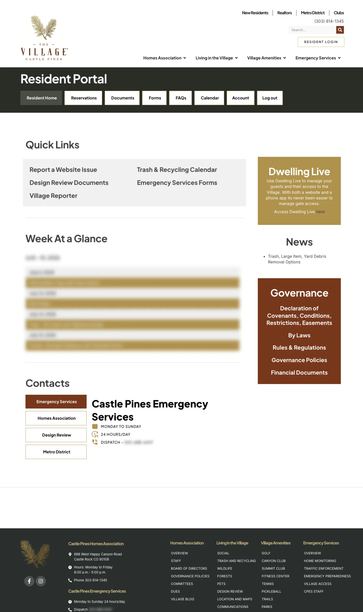 The resident portal home on desktop