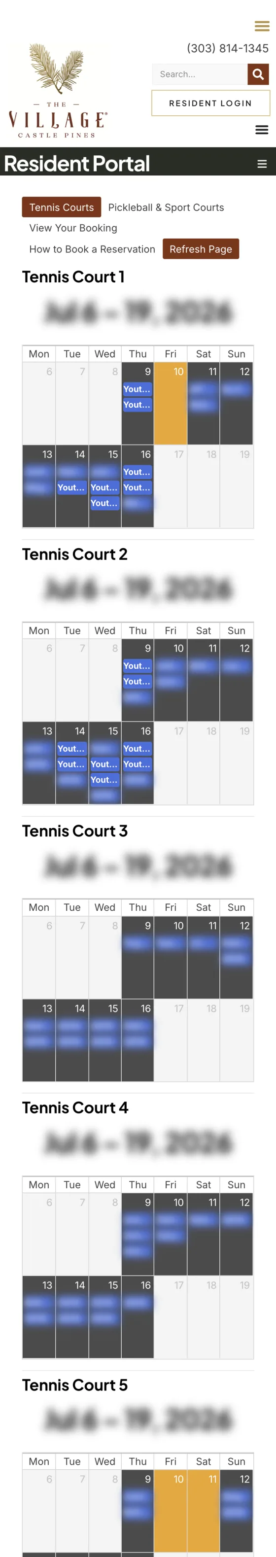 Court reservations on a phone