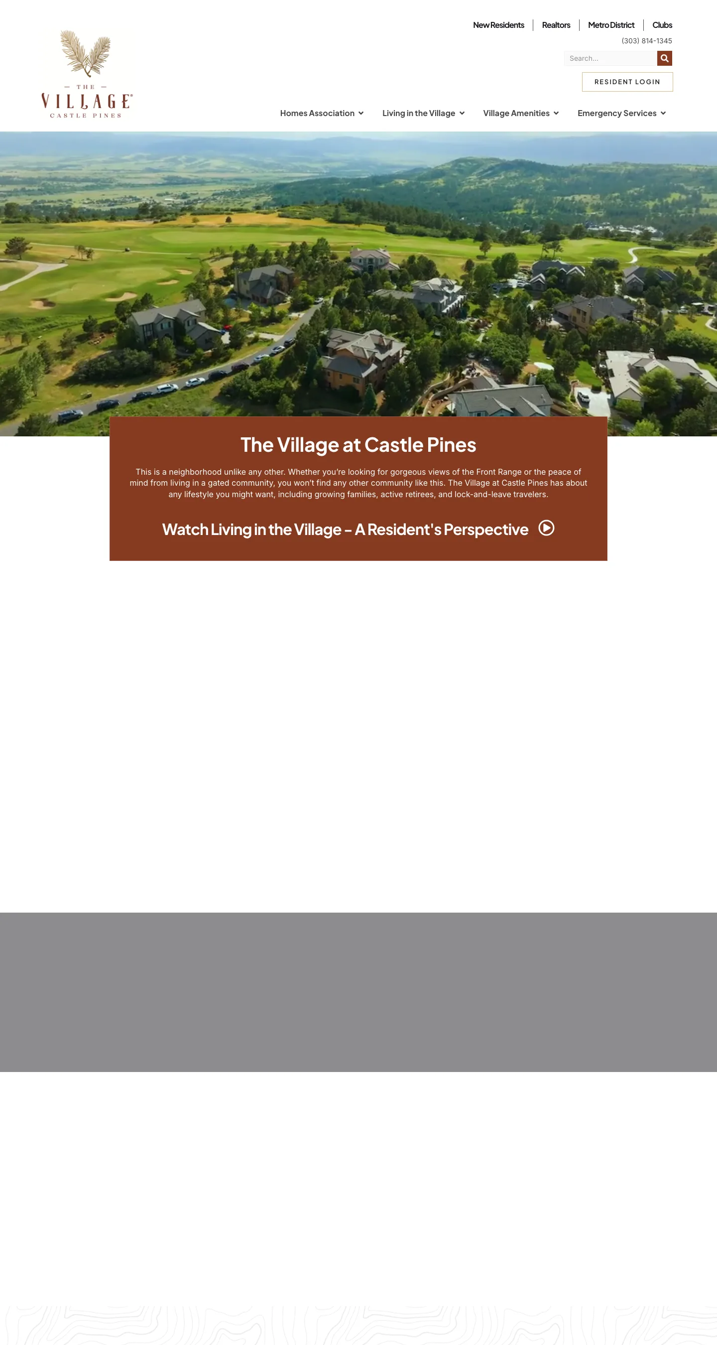 The Village at Castle Pines homepage we built, shown on desktop