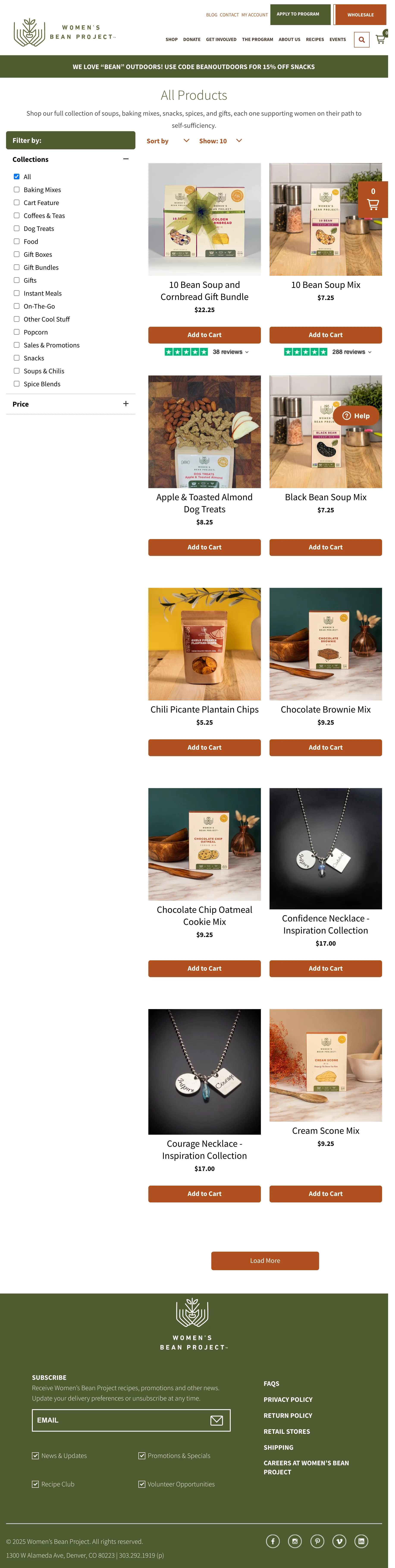 The same Shopify catalog rendered on a tablet